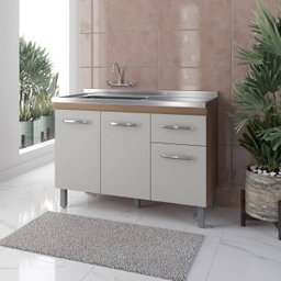 Balcão de Cozinha Anita 120 Cm 3 Portas 1 Gavetas Savana/off White - 2