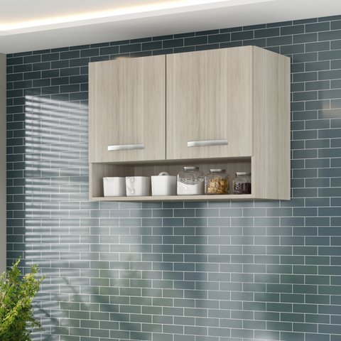 Armario Aereo Cozinha 2 Portas 0,80 Cm com Nicho Alice Hr Móveis