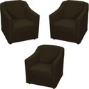 Ver imagem 1 de Kit 3 Poltronas Mila Pé de Plástico Cromado - Marrom Suede