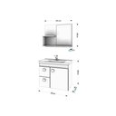 Ver imagem 2 de Gabinete de Banheiro Balcão Suspenso Isa com Cuba 55cm e Armário com Espelho Amendoa-off White -
