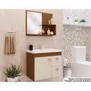 Ver imagem 1 de Gabinete de Banheiro Balcão Suspenso Isa com Cuba 55cm e Armário com Espelho Amendoa-off White -