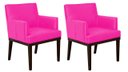 Ver imagem 1 de Kit 2 Poltronas Decorativa Vitória Couro Rosa Pink Pés Madeira Ms Decor