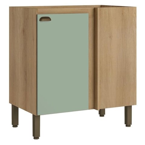 Balcão Canto Reto 94 Cm 1 Porta sem Tampo Finesse Capuccino Menta - Thb