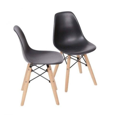 Kit 2 Cadeiras Eames Dkr Base Madeira Preto