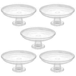 Kit 5 Boleiras de Cristal Wolff Pearl 20x9cm Prato com Pedestal Bolo Pudim Hotel Restaurante - 1 Kit 5 Boleiras de Cristal Wolff Pearl 20x9cm Prato com Pedestal Bolo Pudim Hotel Restaurante - 1