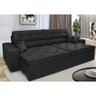 Sofá Retrátil e Reclinável 2.12M com Molas Cama Inbox Estilo Suede Velusoft Preto - 1
