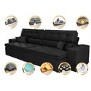 Ver imagem 3 de Sofá Retrátil e Reclinável 2.12M com Molas Cama Inbox Estilo Suede Velusoft Preto