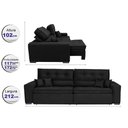 Ver imagem 2 de Sofá Retrátil e Reclinável 2.12M com Molas Cama Inbox Estilo Suede Velusoft Preto