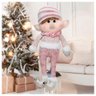 Kit 2 Boneco Pendente Natal Duende Papai Noel Rosa 33cm - 1