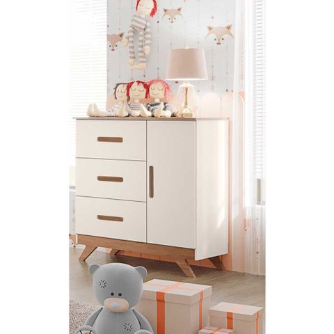 Cômoda Retro Maya com 3 Gavetas e 1 Porta Canaã