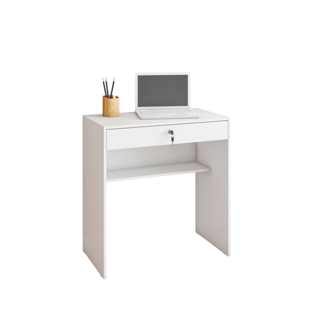 Escrivaninha Mesa para Computador Office Compacta Estudare 1 Gaveta com Chave 90cm Cor:branco
