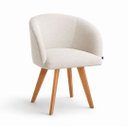Ver imagem 1 de Poltrona Atena Base Fixa em Madeira Lisa Zari Decor: Linho Cru