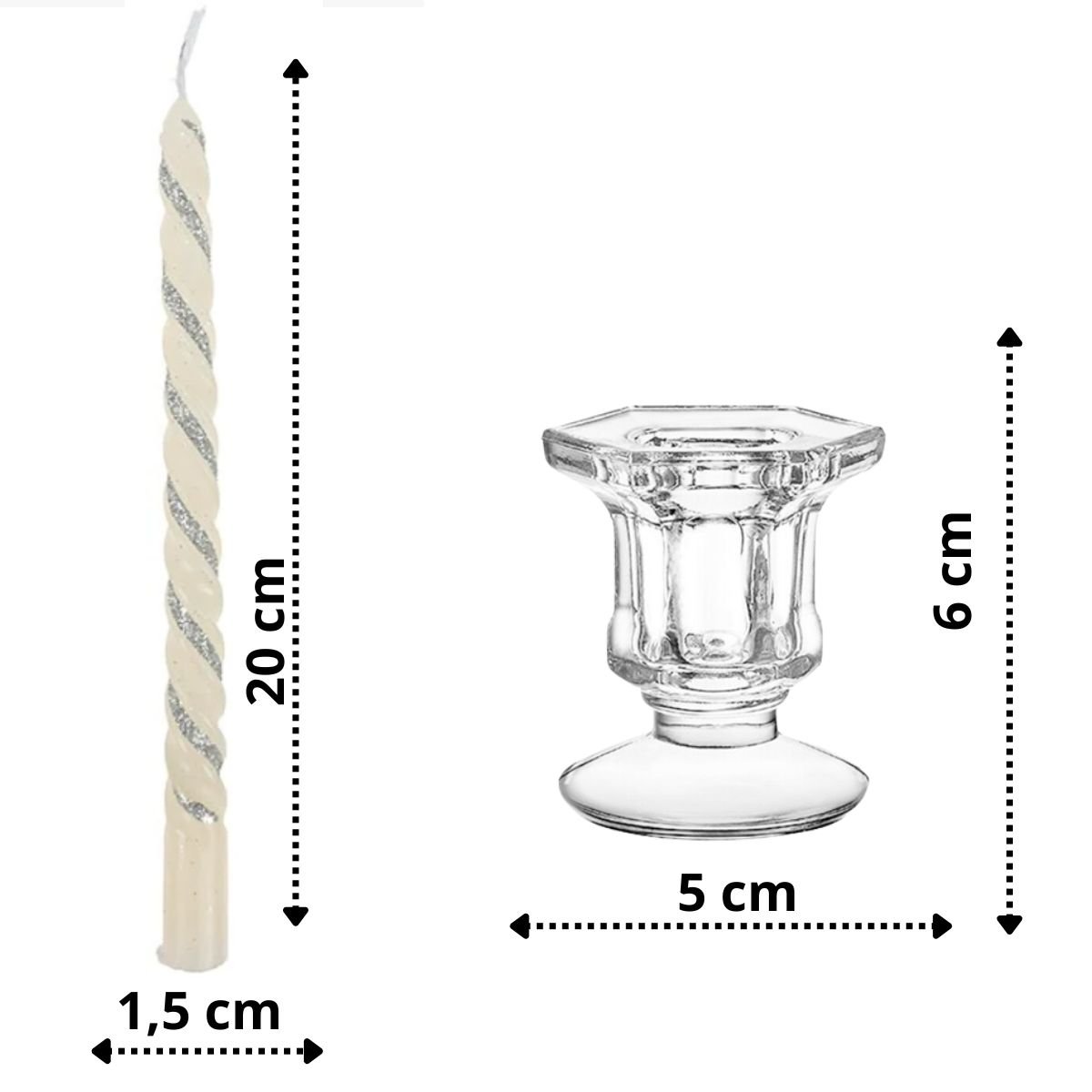 Castiçal de Vidro com Vela Espiral Decoração Enfeite 2 Unidades - 2