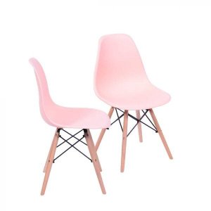 Kit 2 Cadeiras Eames Dkr Base Madeira 