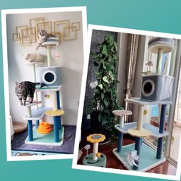 Árvore de Gatos Arranhador Brinquedo Torre Cama Toca Grande 1,50m - 4