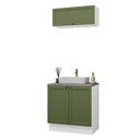 Ver imagem 2 de Conjunto Gabinete para Banheiro 80cm 3 Portas Branco/Verde Vik Madesa 02