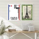 Ver imagem 2 de Kit 2 Quadros Passagem para Paris 24x18cm - com Vidro:moldura Preta