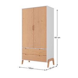 Guarda Roupa com 2 Portas - Branco/Pinus - 5