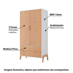 Guarda Roupa com 2 Portas - Branco/Pinus - 2