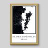 Quadro Mapa Florianopolis - 30x20cm - Moldura Padrão Madeira - 1