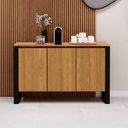 Ver imagem 1 de Aparador Balcão para Escritório 3 Portas 136cm 100% Mdf F5 Cor:freijó com Preto
