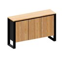 Ver imagem 2 de Aparador Balcão para Escritório 3 Portas 136cm 100% Mdf F5 Cor:freijó com Preto