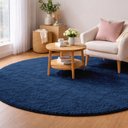 Ver imagem 1 de Tapete Redondo Milano Soft Azul Jeans Antiderrapante:1,00