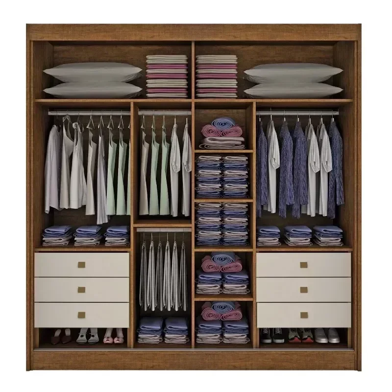 Ver imagem 2 de Guarda Roupa Casal com Espelho 2 Portas 6 Gavetas Titanium D'doro Cinamomo/ Cinamomo com Of White