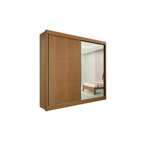 Guarda Roupa Casal com Espelho 2 Portas 6 Gavetas Titanium D'doro Cinamomo/ Cinamomo com Of White