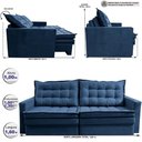 Ver imagem 3 de Sofá sem Caixa Retrátil Baú 1,60m Cama Inbox Secret Suede Velusoft Azul
