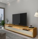 Ver imagem 2 de Rack para Tv 2.2 com Led Requinte Naturale com Off White - Gelius Móveis