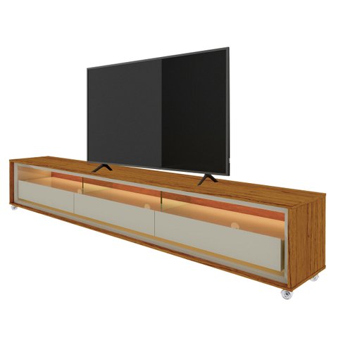 Rack para Tv 2.2 com Led Requinte Naturale com Off White - Gelius Móveis