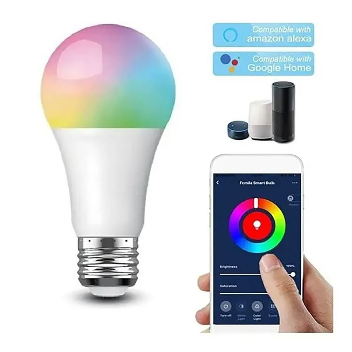 Lampadas Inteligente Wifi Led Smart Google Alexa Colorida 4un - 4