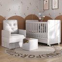 Ver imagem 1 de Quarto de Bebê com Poltrona Amamentação Puff e Berço Americano com Colchão Pimpolho Multimóveis Mp41