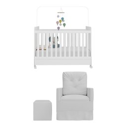 Quarto de Bebê com Poltrona Amamentação Puff e Berço Americano com Colchão Pimpolho Multimóveis Mp41 - 6