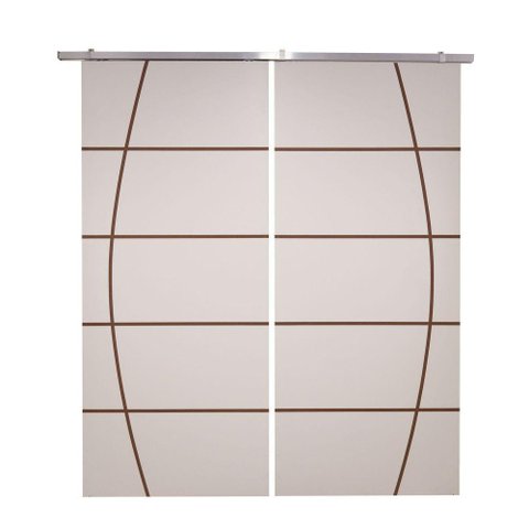 Porta Dupla Branco Prime Frisada Kit Alumínio F01 - 210x160