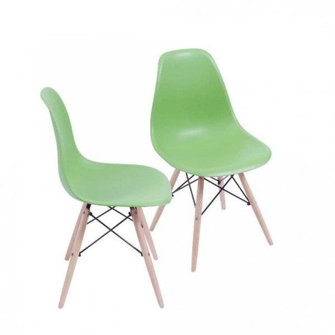 Kit 2 Cadeiras Eames Dkr Base Madeira