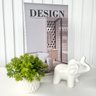 Livro Caixa Design + Mini Vaso Branco + Escultura Elefante - 2