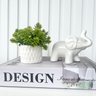 Livro Caixa Design + Mini Vaso Branco + Escultura Elefante - 3