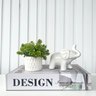 Livro Caixa Design + Mini Vaso Branco + Escultura Elefante - 4
