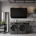 Ver imagem 1 de Armário de Lavanderia Miami 3 Portas MDP 120cm Preto Móveis Carraro