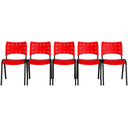 Ver imagem 2 de Kit 5 Cadeiras Iso Fixa Empilhável Escola Igreja Salão:vermelho