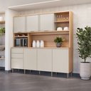 Ver imagem 1 de Cozinha Compacta Austin 7 Portas 2 Gavetas 100% Mdf Jequitiba/gris Fosco - Linea Brasil