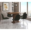 Ver imagem 1 de Mesa Jantar Londres Retangular Amêndoa 137x90cm 6 Cadeiras Estofadas Verde Ferro Branco