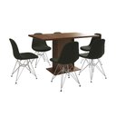 Ver imagem 4 de Mesa Jantar Londres Retangular Amêndoa 137x90cm 6 Cadeiras Estofadas Verde Ferro Branco
