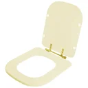 Ver imagem 2 de Assento Sanitário Poliester Quadra Creme para vaso Deca com Ferragem Dourada