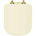 Ver imagem 1 de Assento Sanitário Poliester Quadra Creme para vaso Deca com Ferragem Dourada