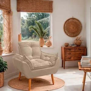 Cadeira Poltrona para Sala Opala Confortável e Reforçada Veludo Capuccino