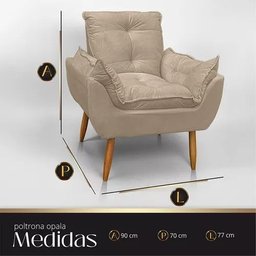 Cadeira Poltrona para Sala Opala Confortável e Reforçada Veludo Capuccino - 2