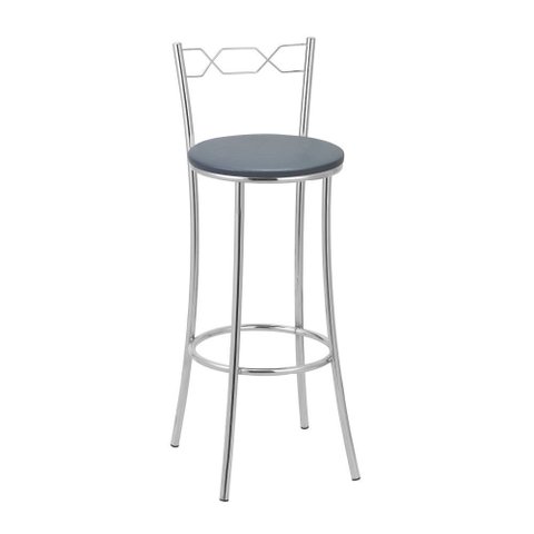 Banqueta Alta Cromada Bc51a Tecido Cinza